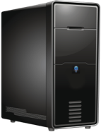 Black desktop computer tower unit