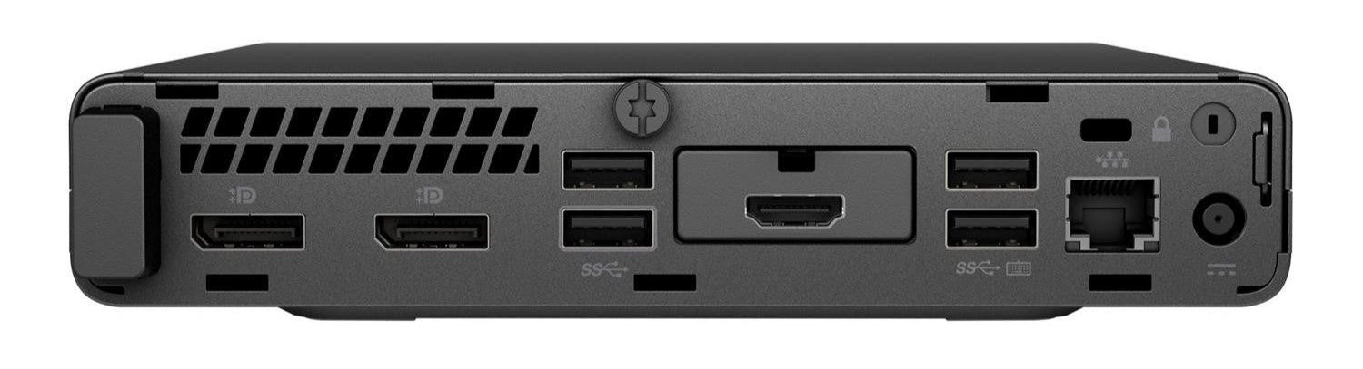 Back of HP EliteDesk 800 G5 Desktop Mini showing all ports