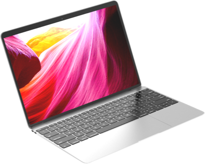 Apple laptop with pink screensaver
