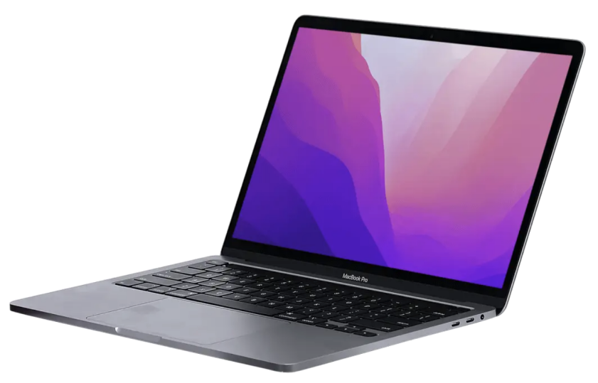 Apple MacBook Pro A2251 open with purple screensaver