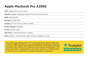 Specification card for Apple Macbook Pro A2992