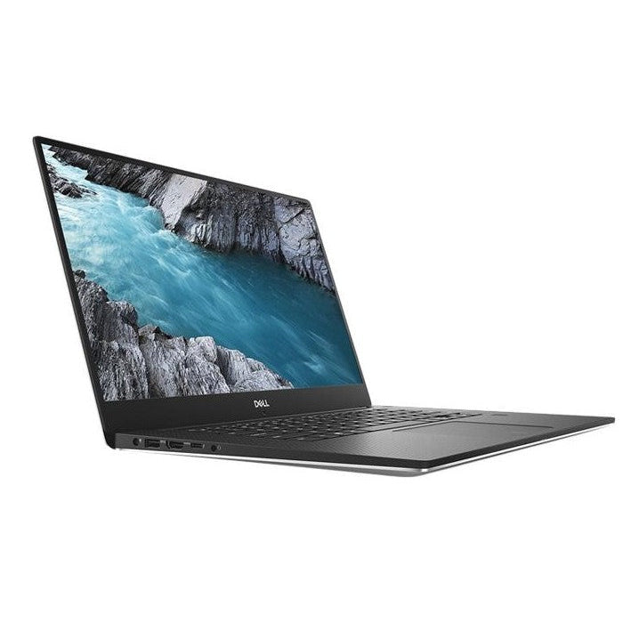 Side view of a Dell XPS 13 9370 with blue screensaver